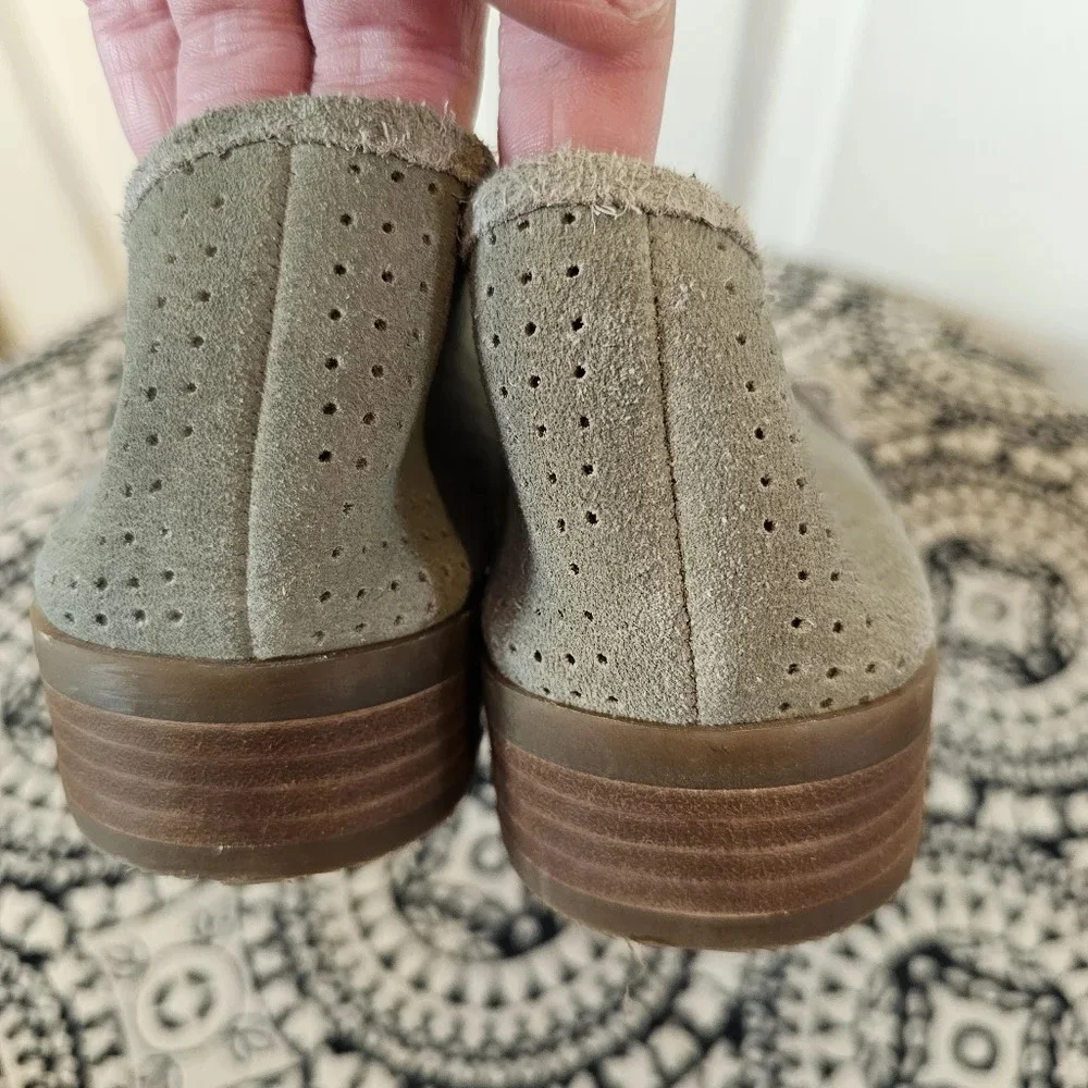 Lucky Brand Cavie Eyelet Slip On Loafer Suede Leather Olive Green